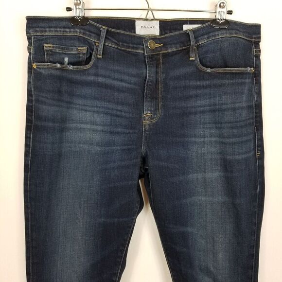 Frame Women Le Garcon Jeans Size 34 Blue Mid Rise Denim Ankle - Picture 2 of 9